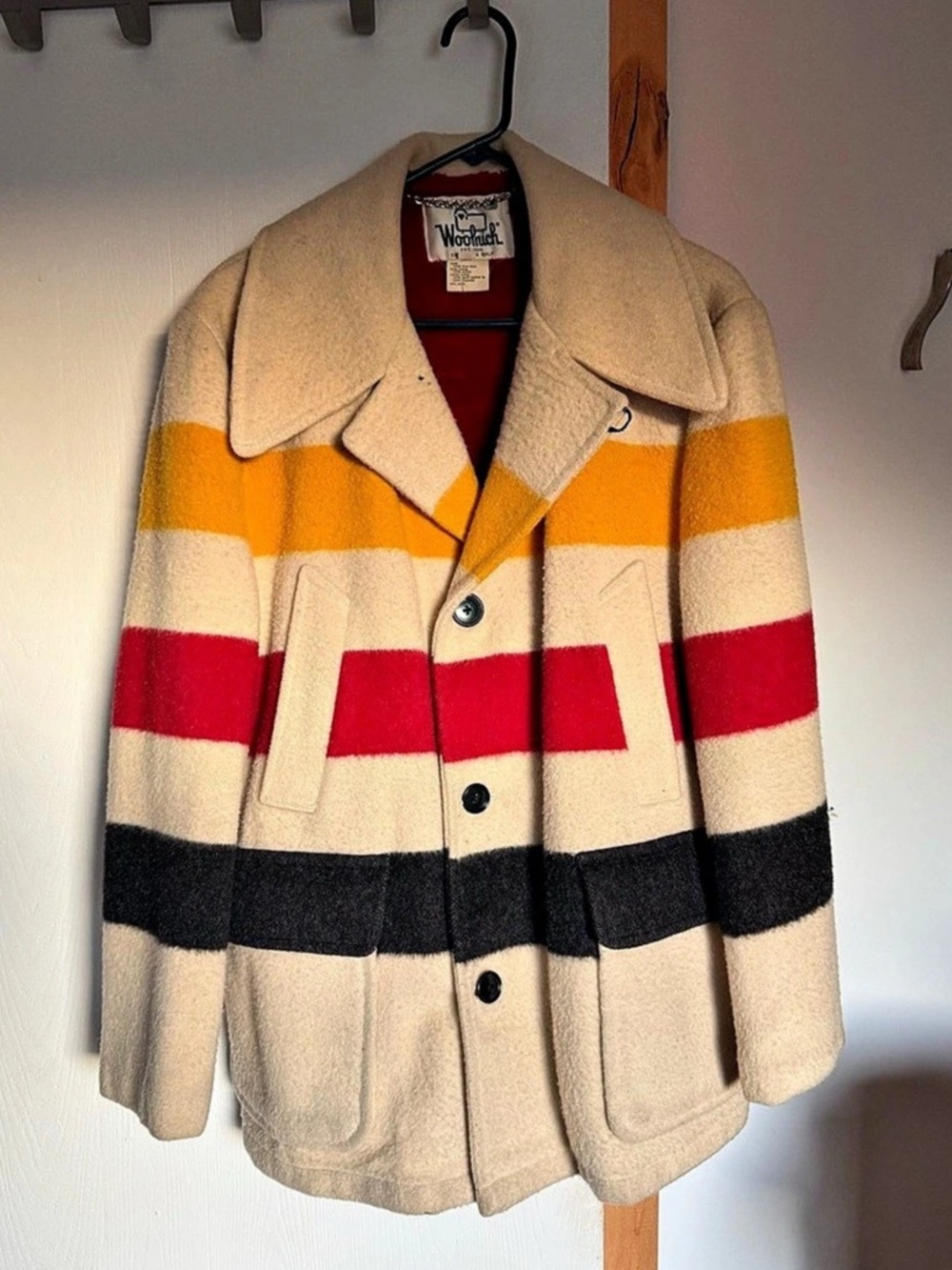 Woolrich 1960s-1970s Hudson Bay Striped Blanket Coat Size Men’s 42